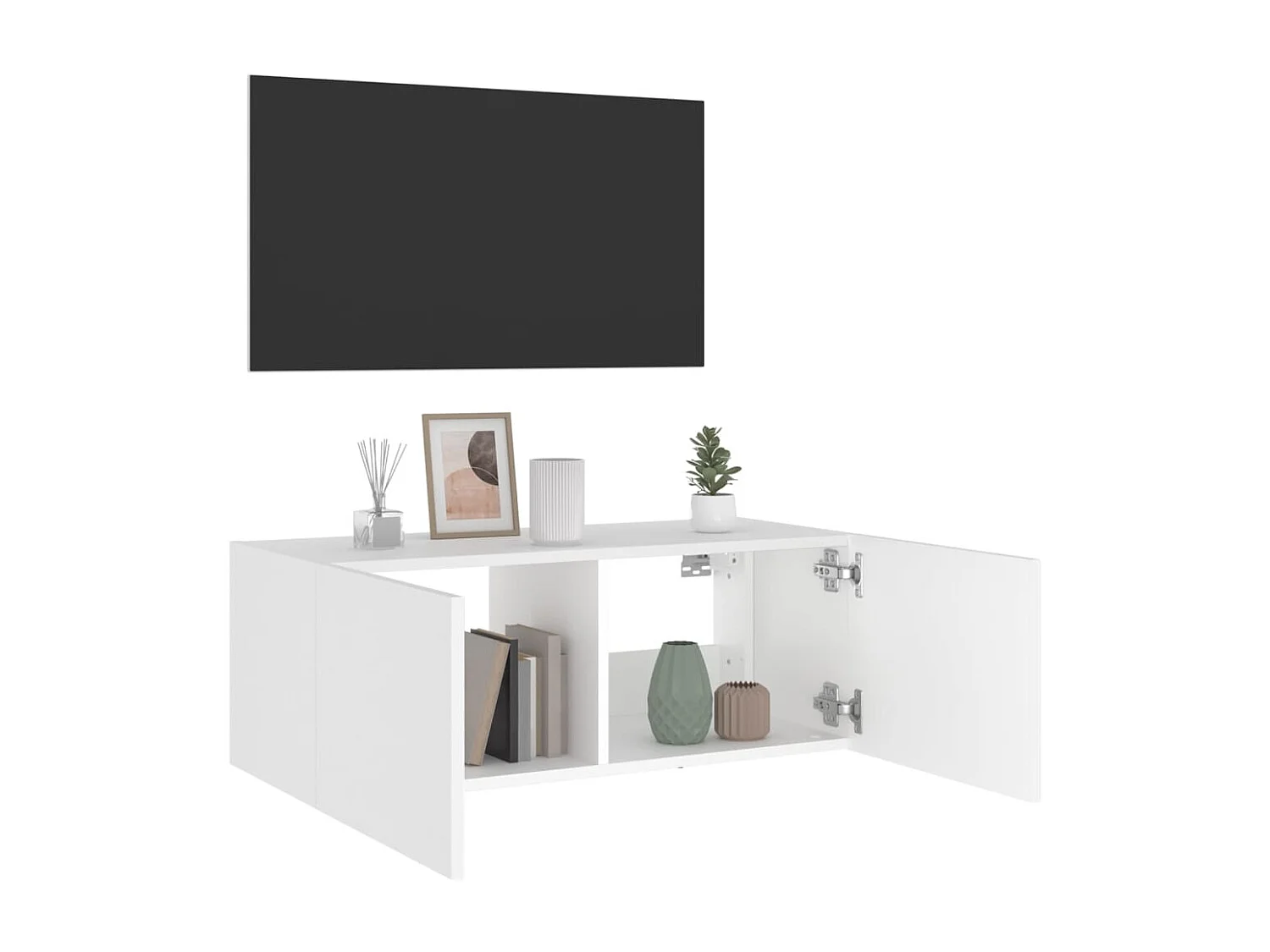 TV-Wandschrank mit LED-Leuchten Weiß 80x35x31 cm