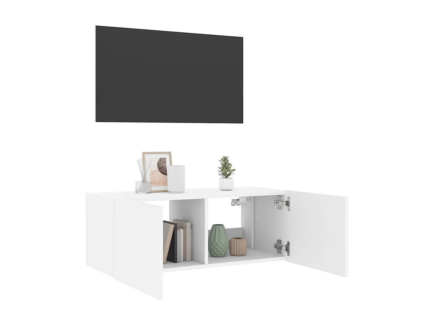 Móvel de parede para TV com luzes LED 80x35x31 cm branco