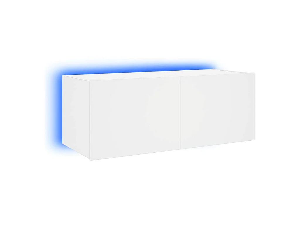 Meuble TV mural avec lumières LED blanc 80x35x31 cm