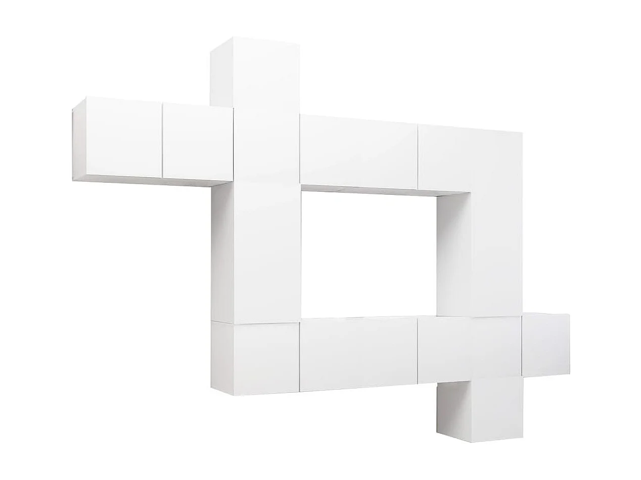 10 pcs conjunto de móveis de TV derivados de madeira branco