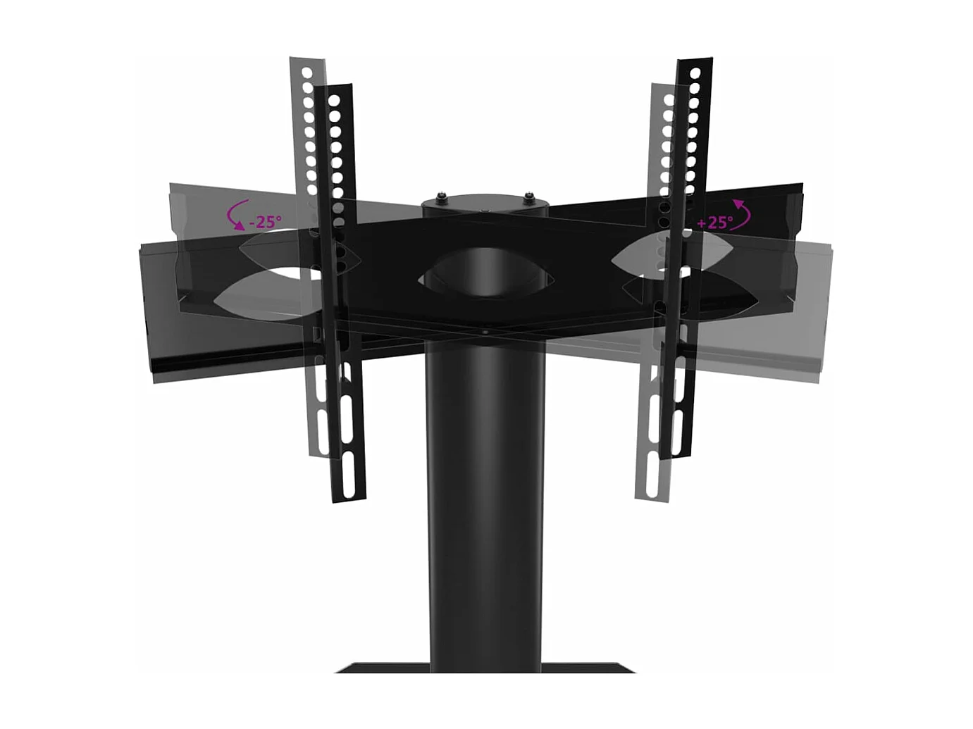 Meuble TV d'angle 3 niveaux pour 32-70 pouces noir et argenté