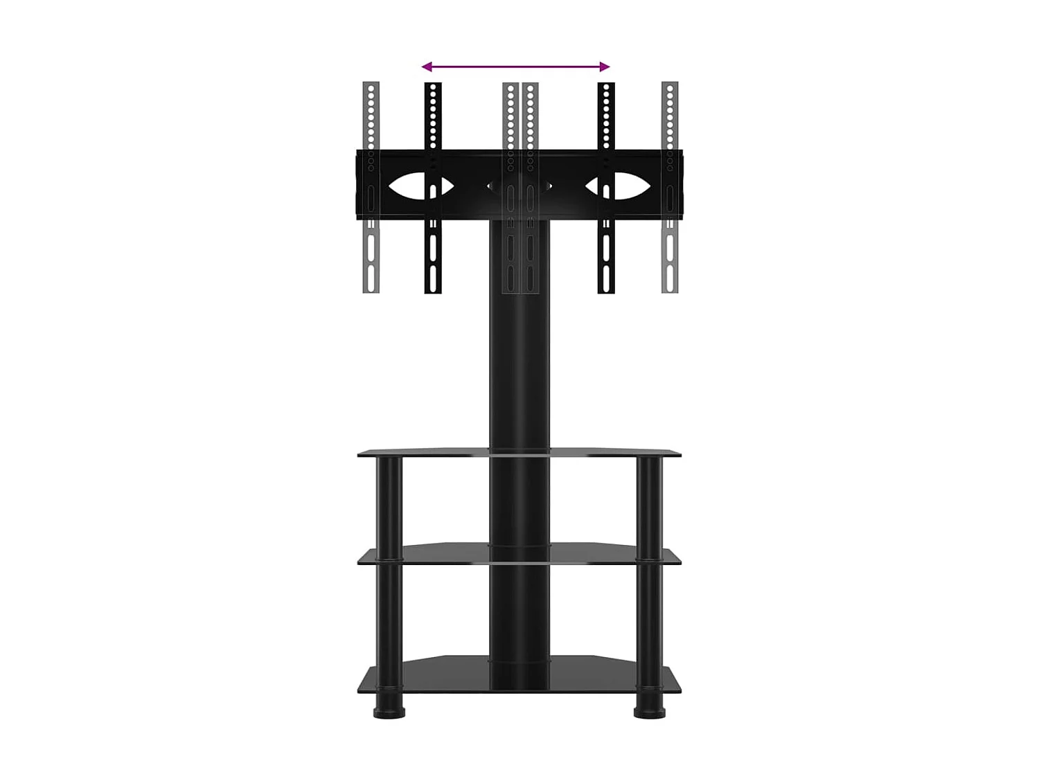 TV-Eckregal mit 3 Ablagen für 32-70 Zoll Schwarz