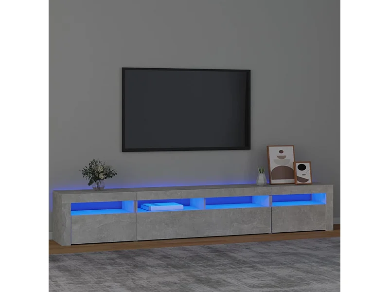 Móvel de TV com luzes LED 240x35x40 cm cinzento cimento