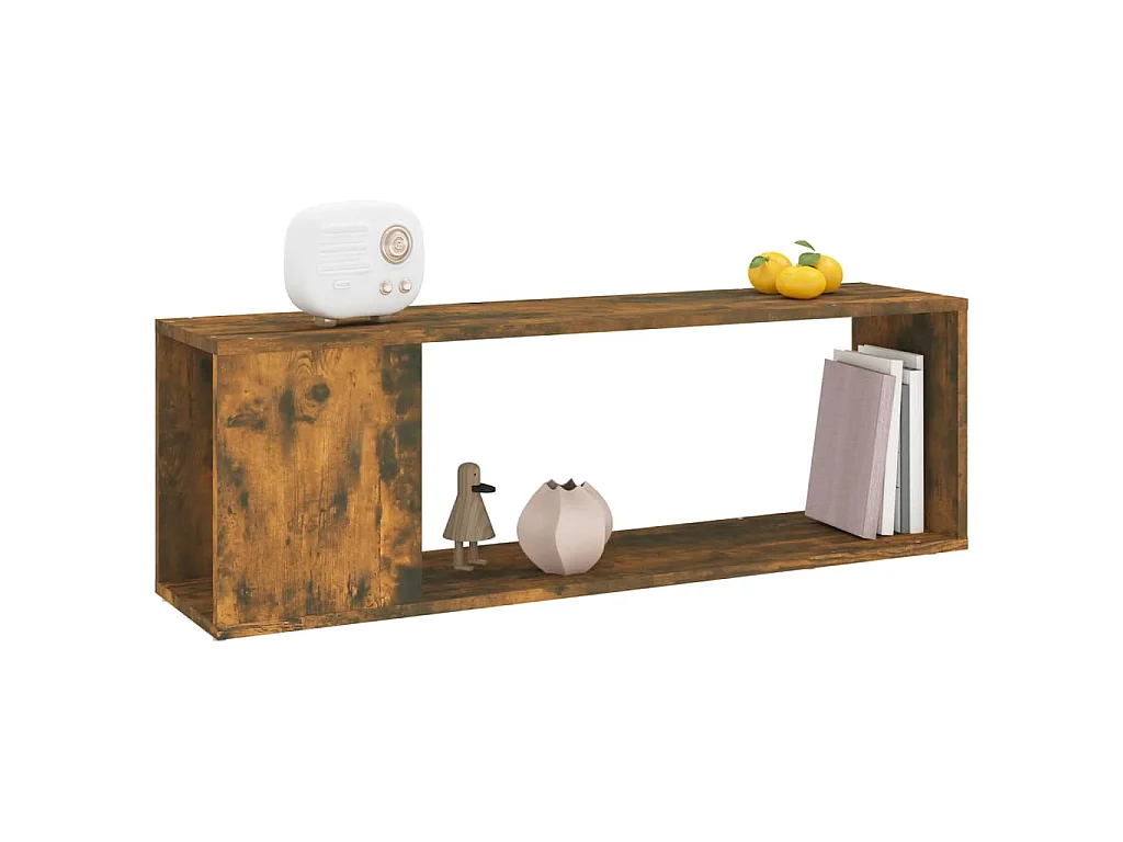 Meuble TV Chêne fumé 100x24x32 cm Bois d'ingénierie