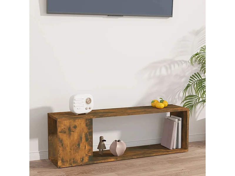 Mueble para TV madera contrachapada roble ahumado 100x24x32 cm