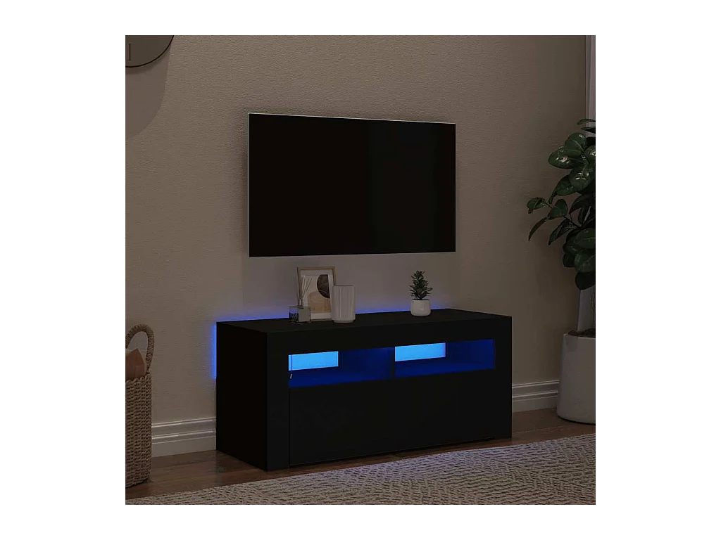 Meuble TV avec lumières LED noir 90x35x40 cm