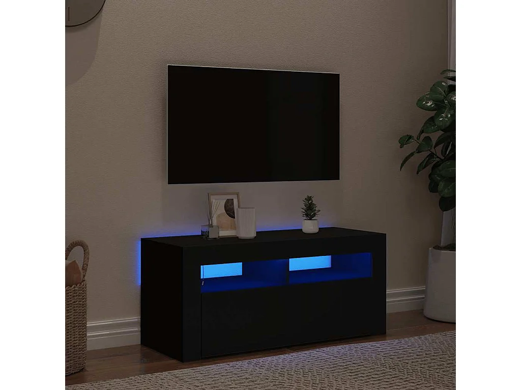 TV-Schrank mit LED-Beleuchtung Schwarz 90x35x40 cm