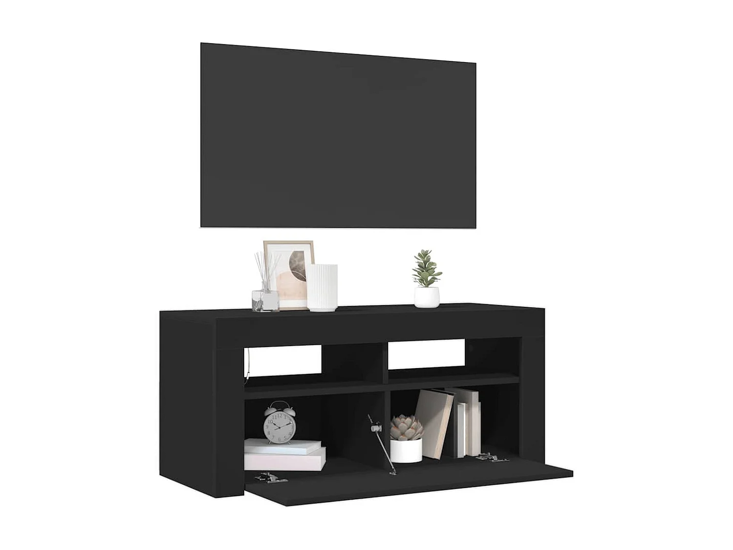 TV-Schrank mit LED-Beleuchtung Schwarz 90x35x40 cm