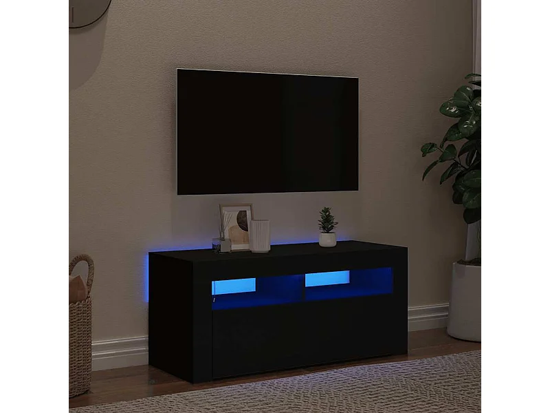 Tv-meubel met LED-verlichting 90x35x40 cm zwart