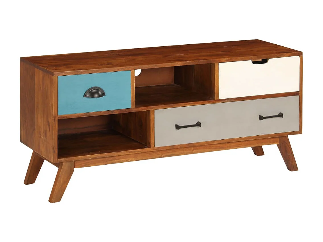 Meuble TV avec 3 tiroirs 110x35x50 cm Bois d'acacia solide