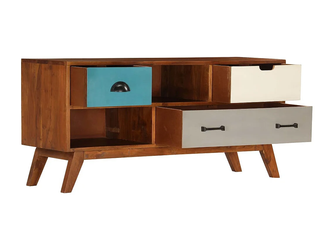 Meuble TV avec 3 tiroirs 110x35x50 cm Bois d'acacia solide