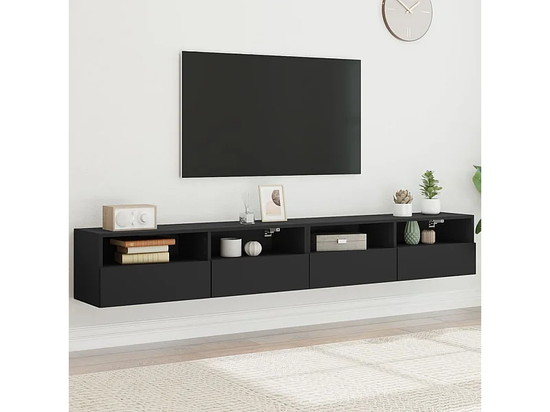 Tv-wandmeubels 2 st 100x30x30 cm bewerkt hout zwart