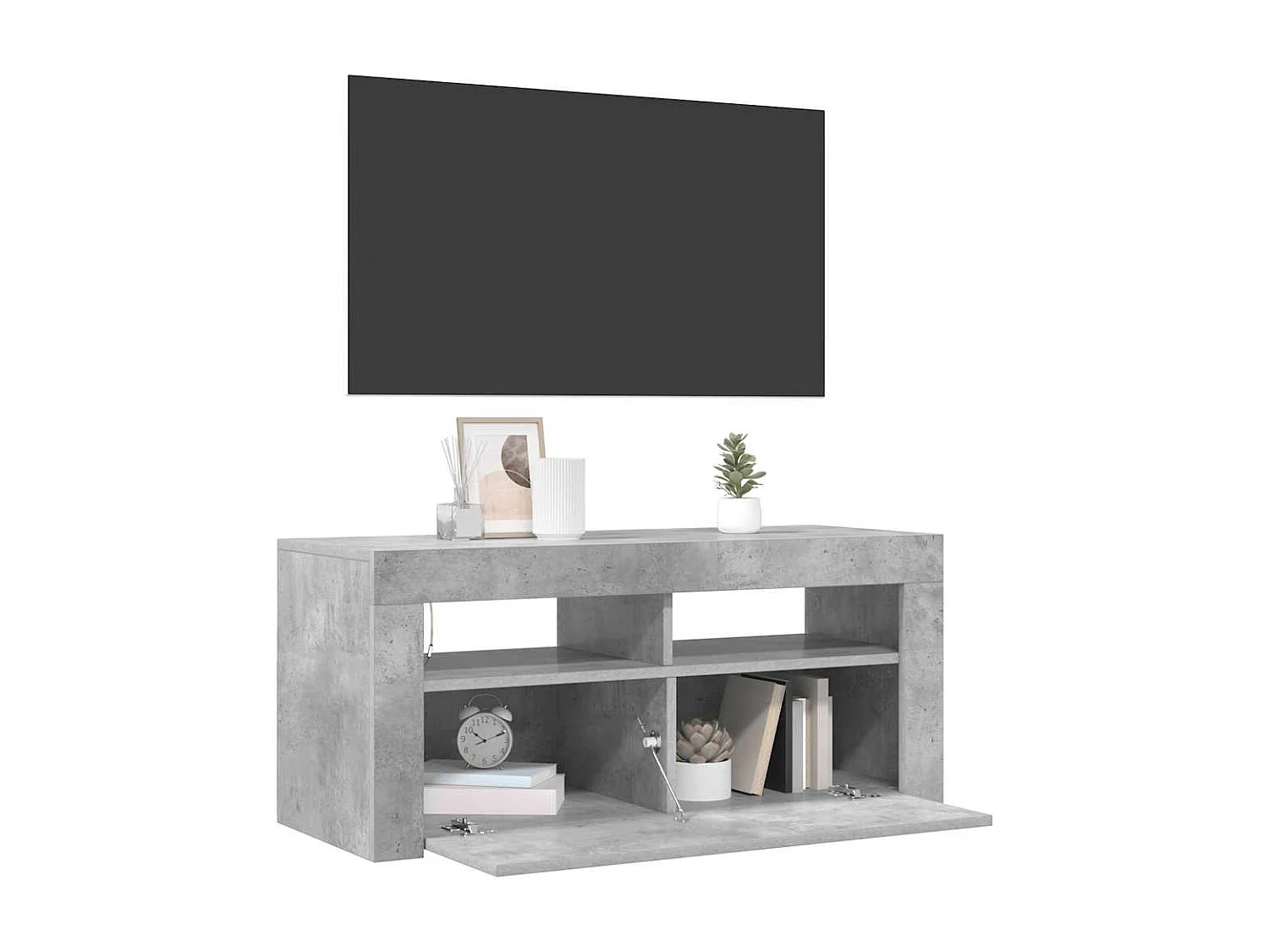 Tv-meubel met LED-verlichting 90x35x40 cm betongrijs