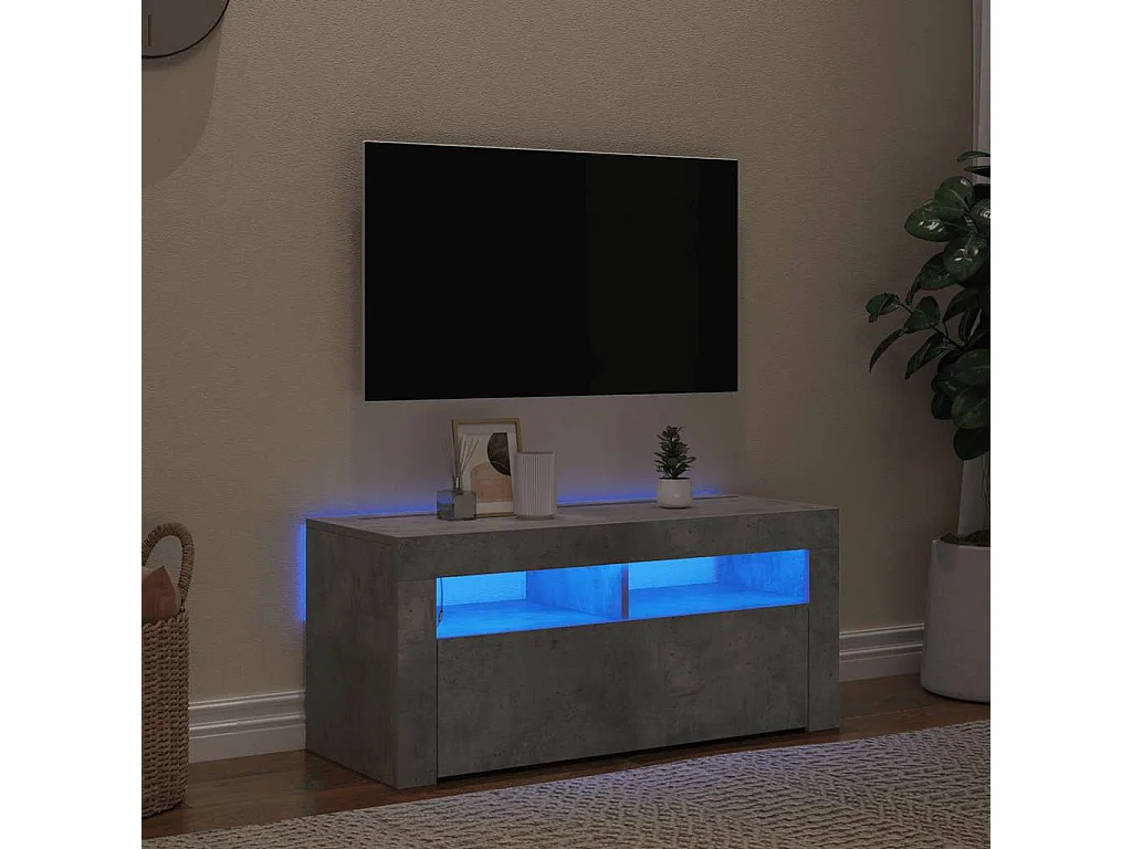 Tv-meubel met LED-verlichting 90x35x40 cm betongrijs