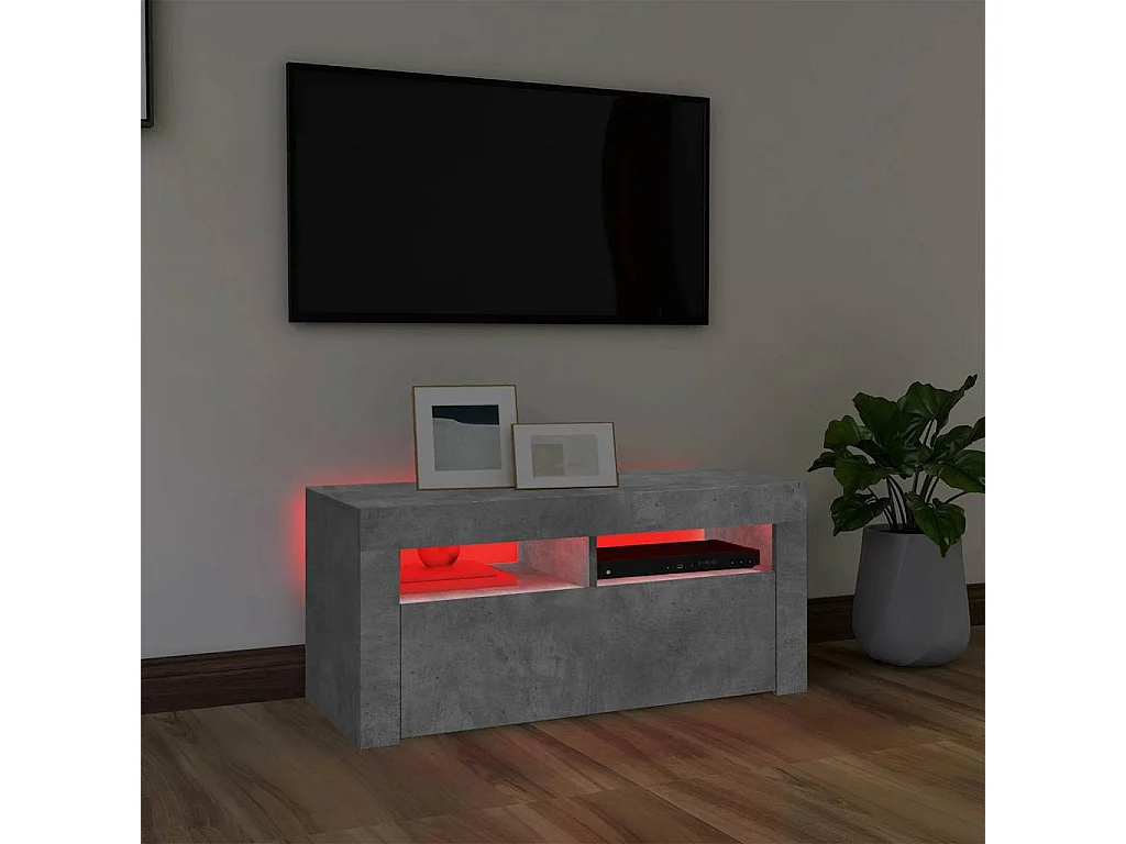 Tv-meubel met LED-verlichting 90x35x40 cm betongrijs