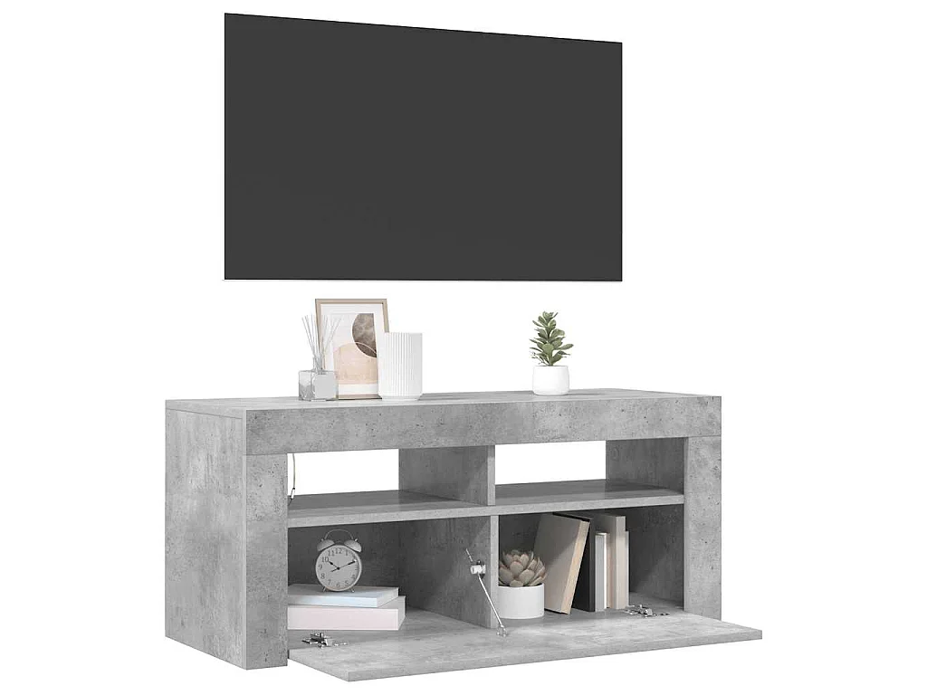 Tv-meubel met LED-verlichting 90x35x40 cm betongrijs