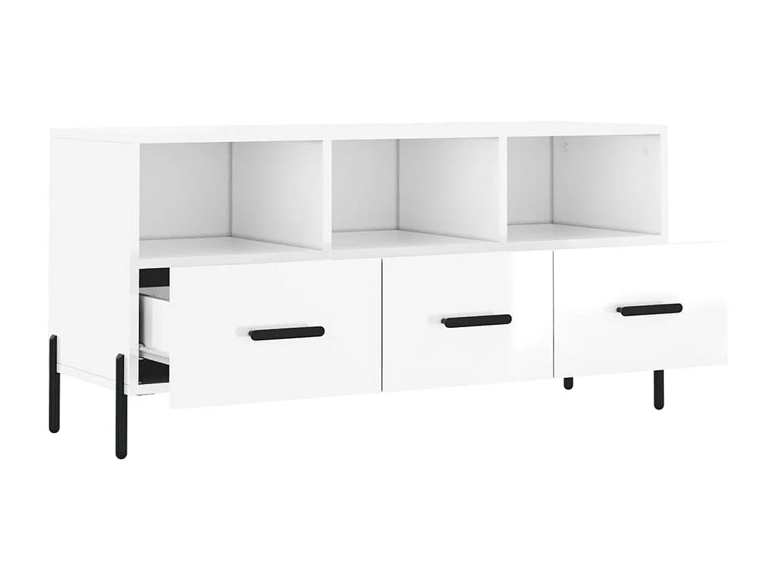 Meuble TV Blanc brillant 102x36x50 cm Bois d'ingénierie
