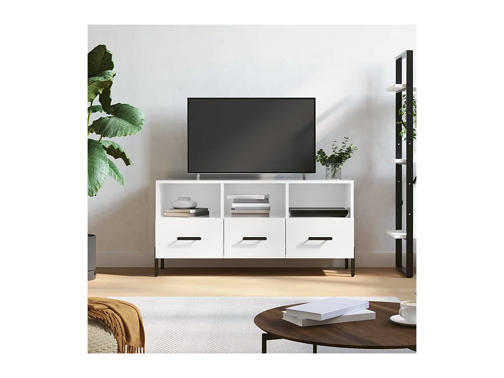 TV-Schrank Hochglanz-Weiß 102x36x50 cm Holzwerkstoff