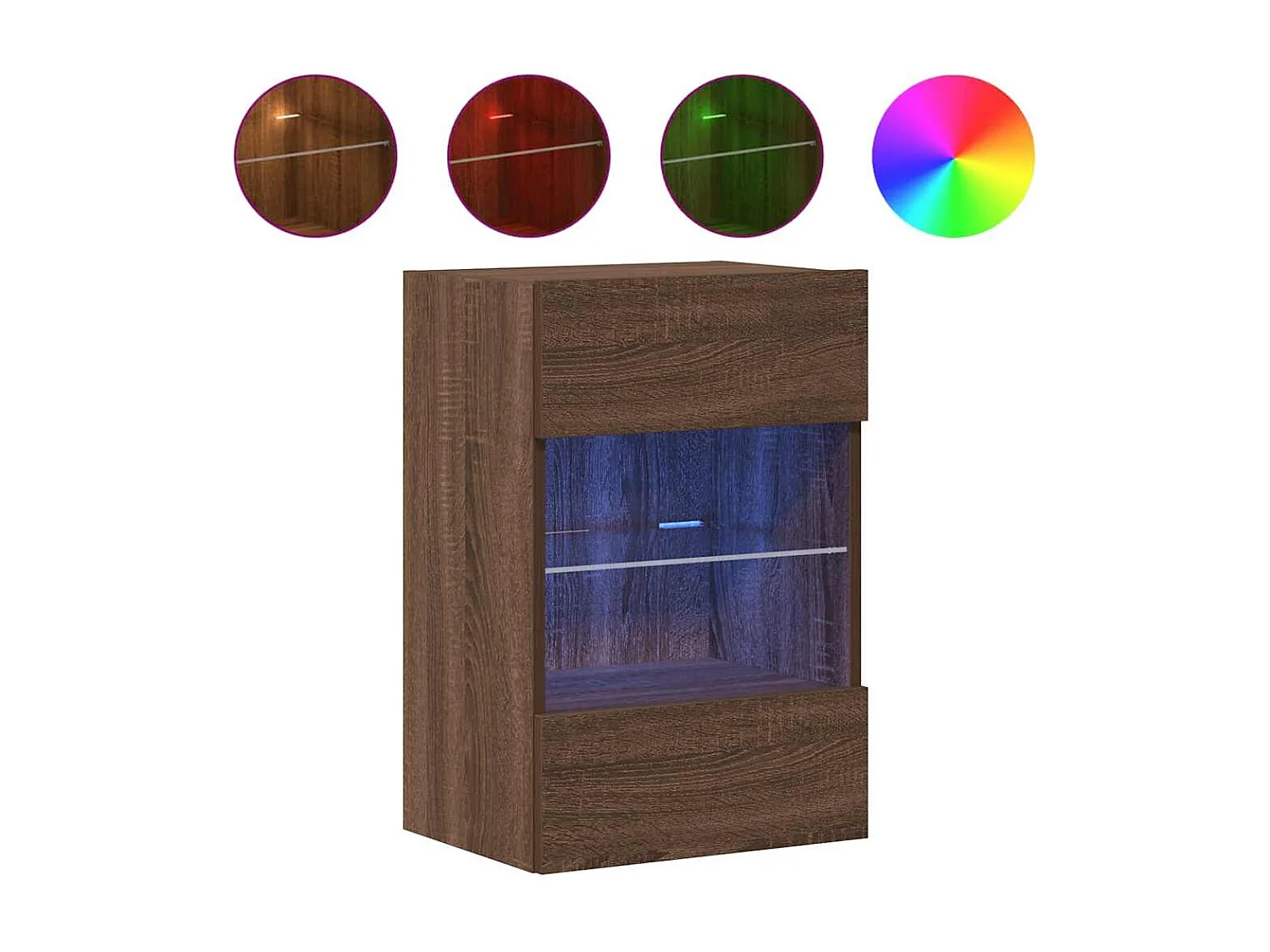 Meubles muraux avec lumières LED pour TV 2 pcs chêne marron 40x30x60,5 cm