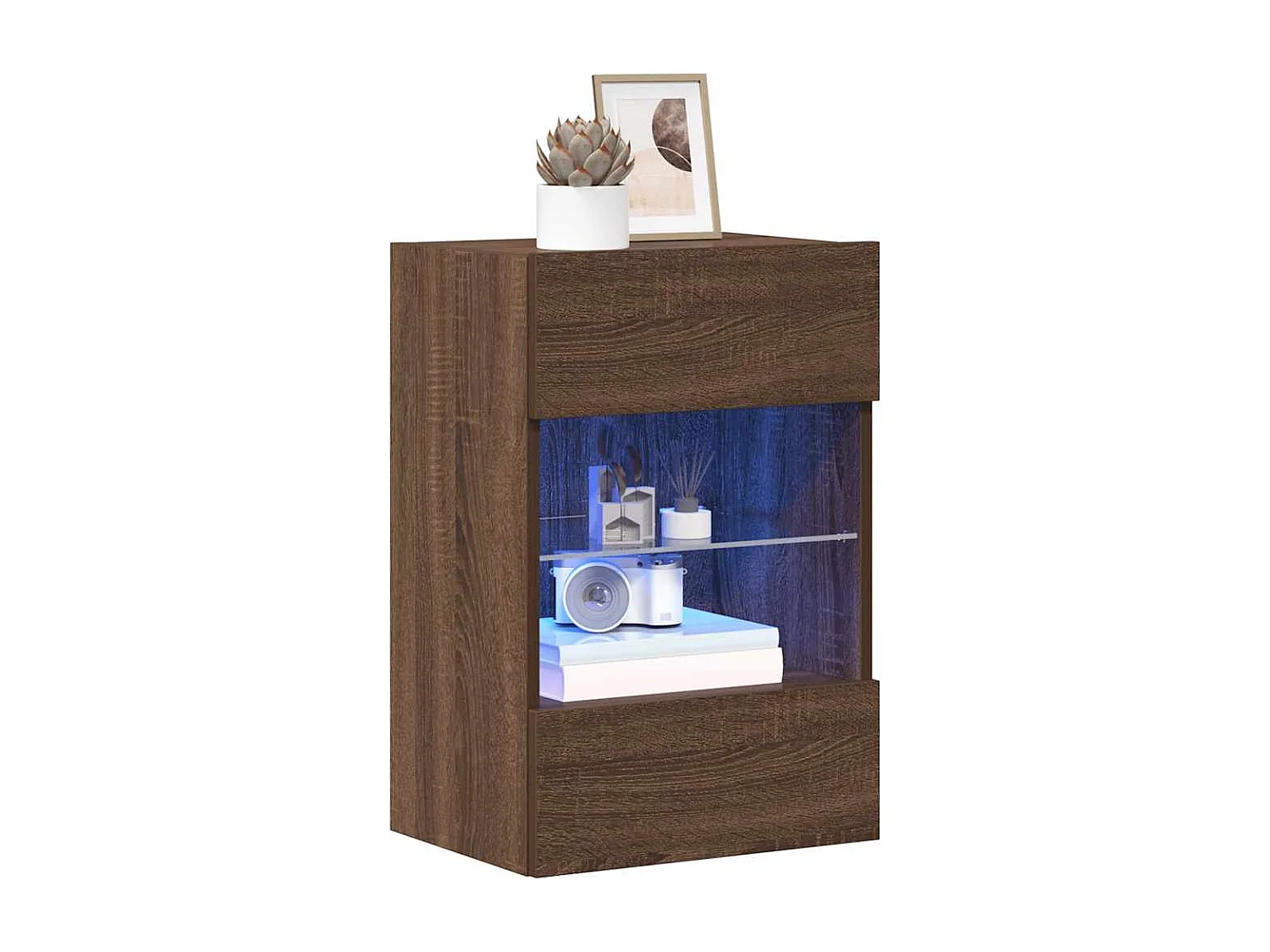 Meubles muraux avec lumières LED pour TV 2 pcs chêne marron 40x30x60,5 cm