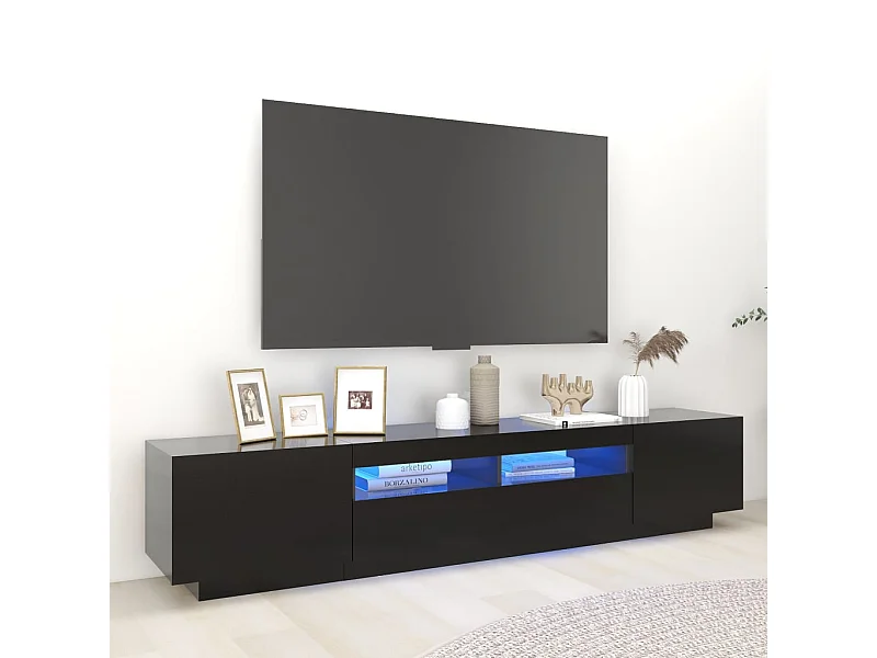Tv-meubel met LED-verlichting 200x35x40 cm zwart