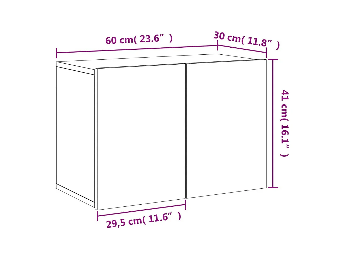 Meuble TV mural chêne sonoma 60x30x41 cm