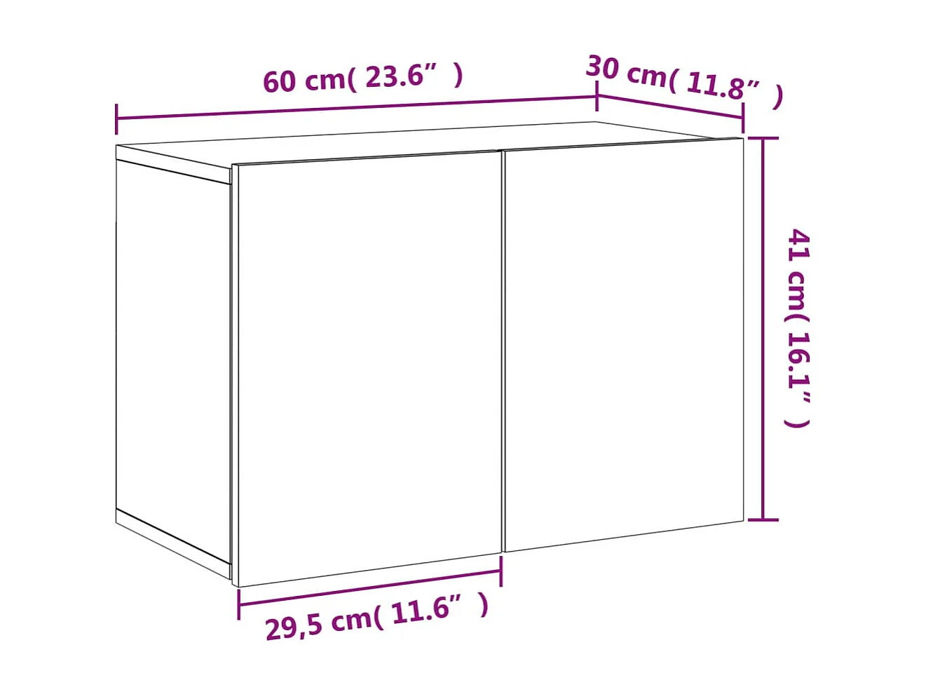 Meuble TV mural chêne sonoma 60x30x41 cm