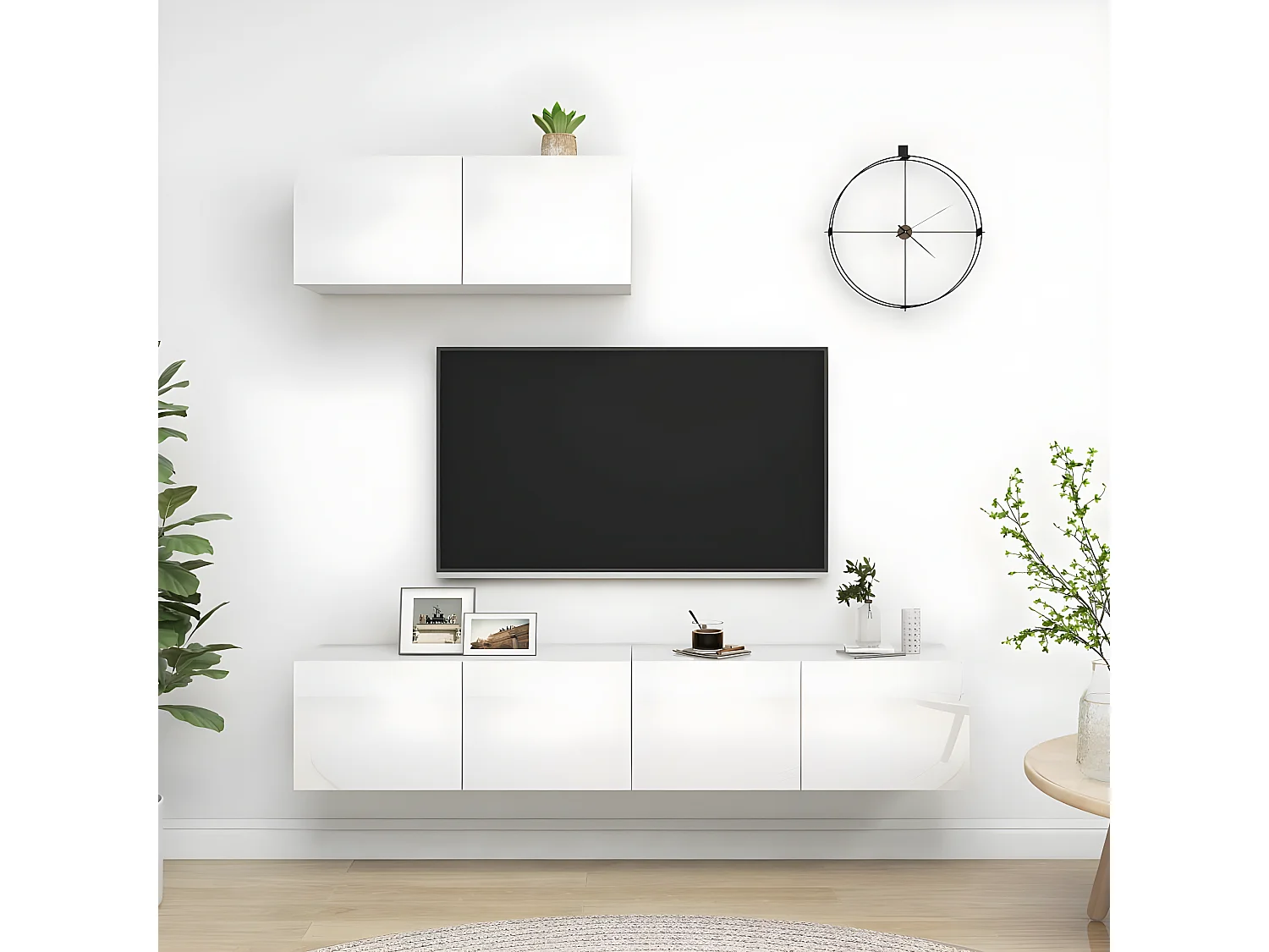 Meubles TV 3 pcs Blanc brillant Bois d'ingénierie