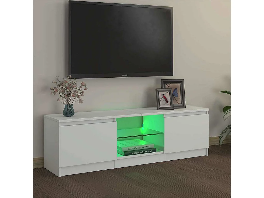 Meuble TV avec lumières LED Blanc 120x30x36 cm