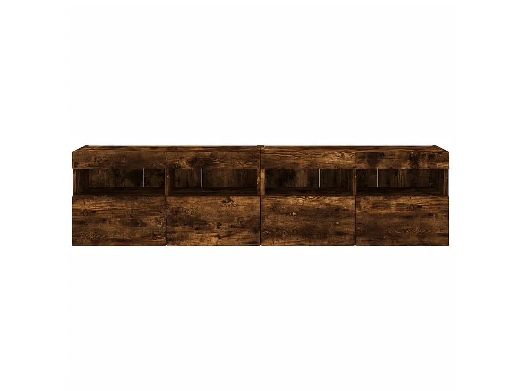 Meubles TV muraux et lumières LED 2pcs chêne fumé 80x30x40 cm