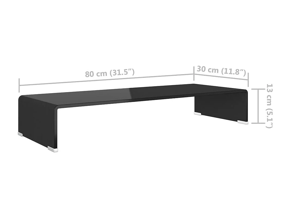 TV-Tisch/Bildschirmerhöhung Glas Schwarz 80x30x13 cm