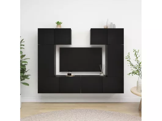 Kauf Unique 6-tlg. TV-Schrank-Set Schwarz Holzwerkstoff