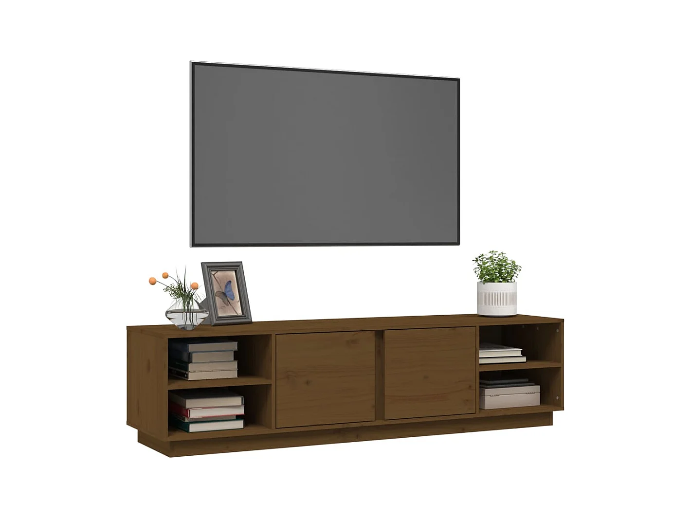 Tv-meubel 156x40x40 cm massief grenenhout honingbruin