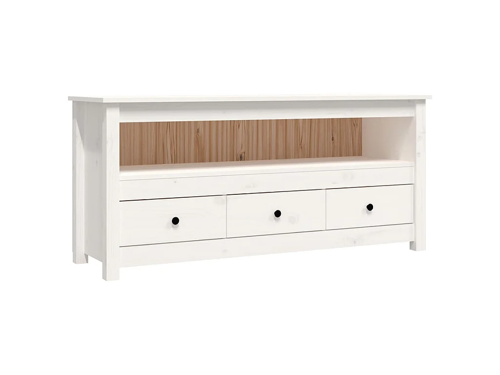 TV-Schrank Weiß 114x35x52 cm Massivholz Kiefer