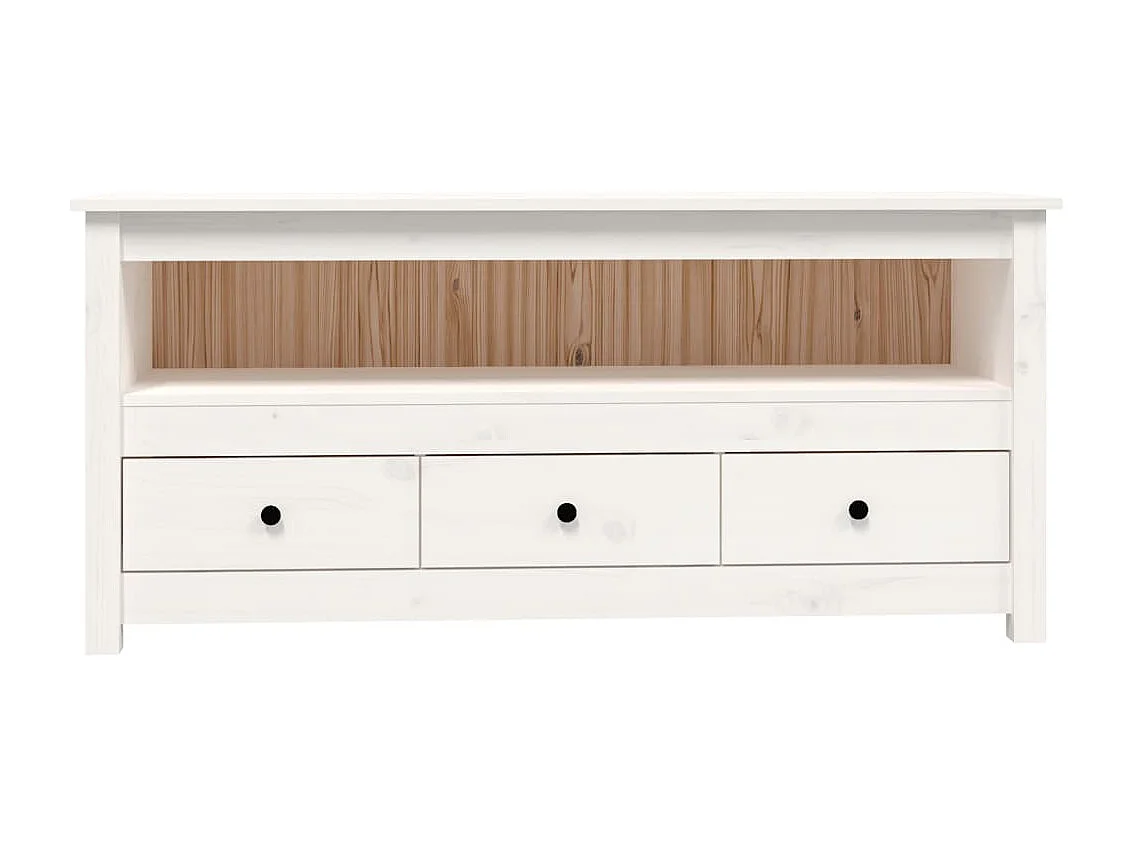 TV-Schrank Weiß 114x35x52 cm Massivholz Kiefer