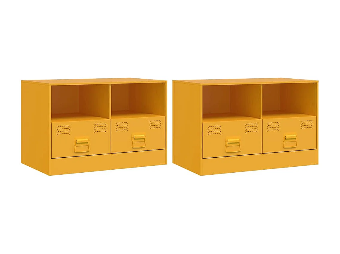 Muebles para TV 2 unidades acero amarillo mostaza 67x39x44 cm
