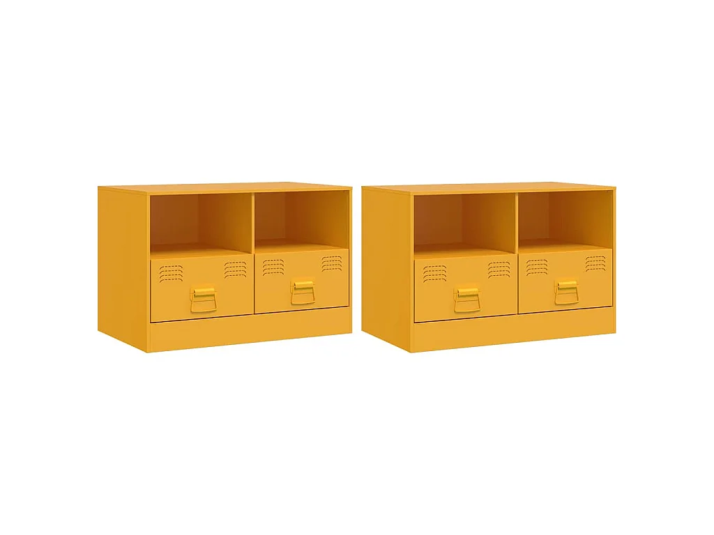 Tv-meubelen 2 st 67x39x44 cm staal mosterdgeel