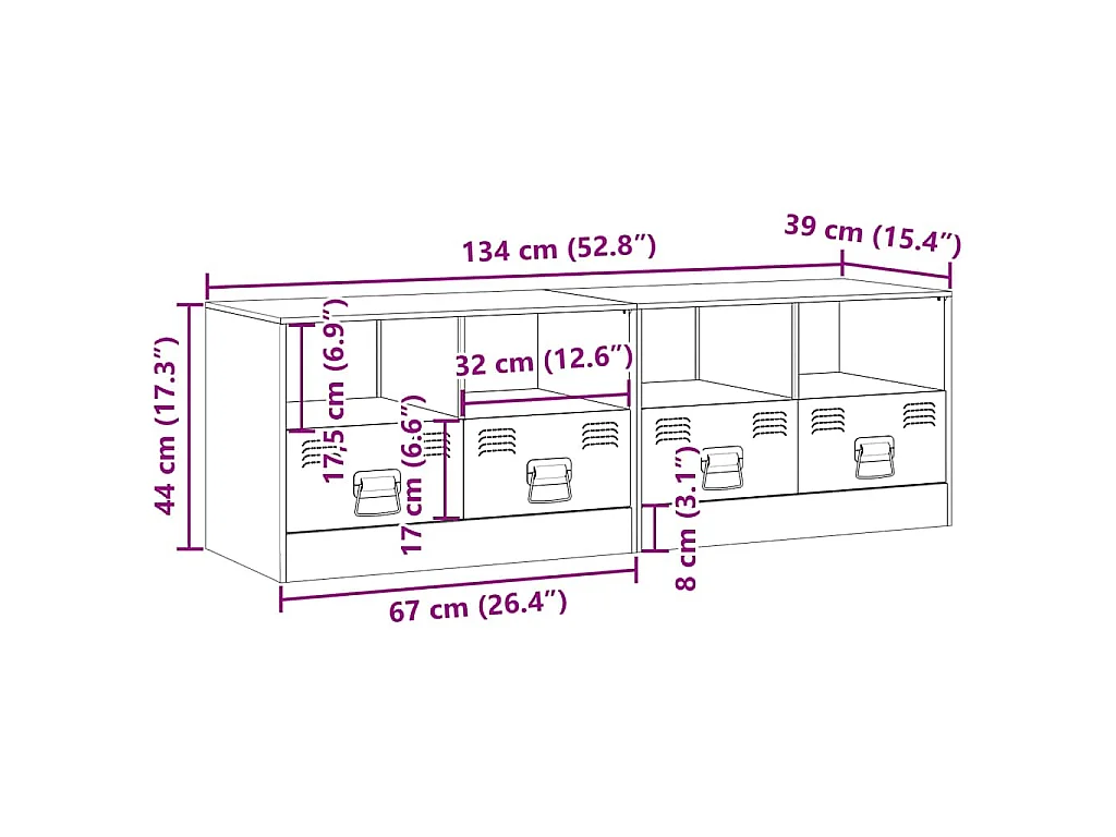 Meubles TV 2 pcs jaune moutarde 67x39x44 cm acier