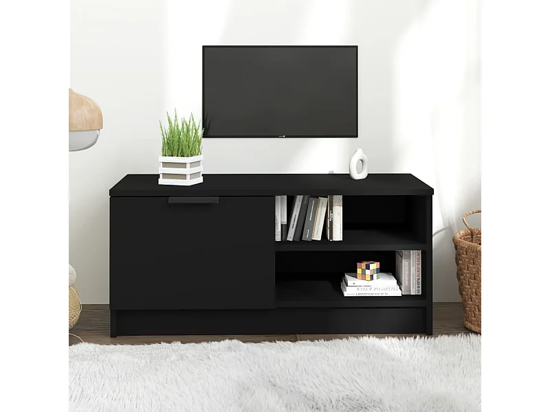 Tv-meubel 80x35x36,5 cm bewerkt hout zwart