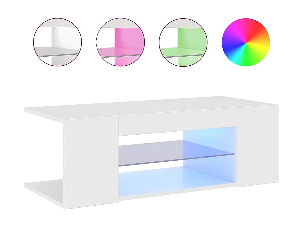 TV-Schrank mit LED-Leuchten Hochglanz-Weiß 90x39x30 cm