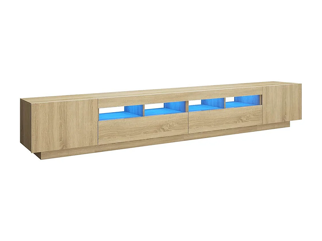 Mobile Porta TV con Luci LED Rovere Sonoma 260x35x40 cm