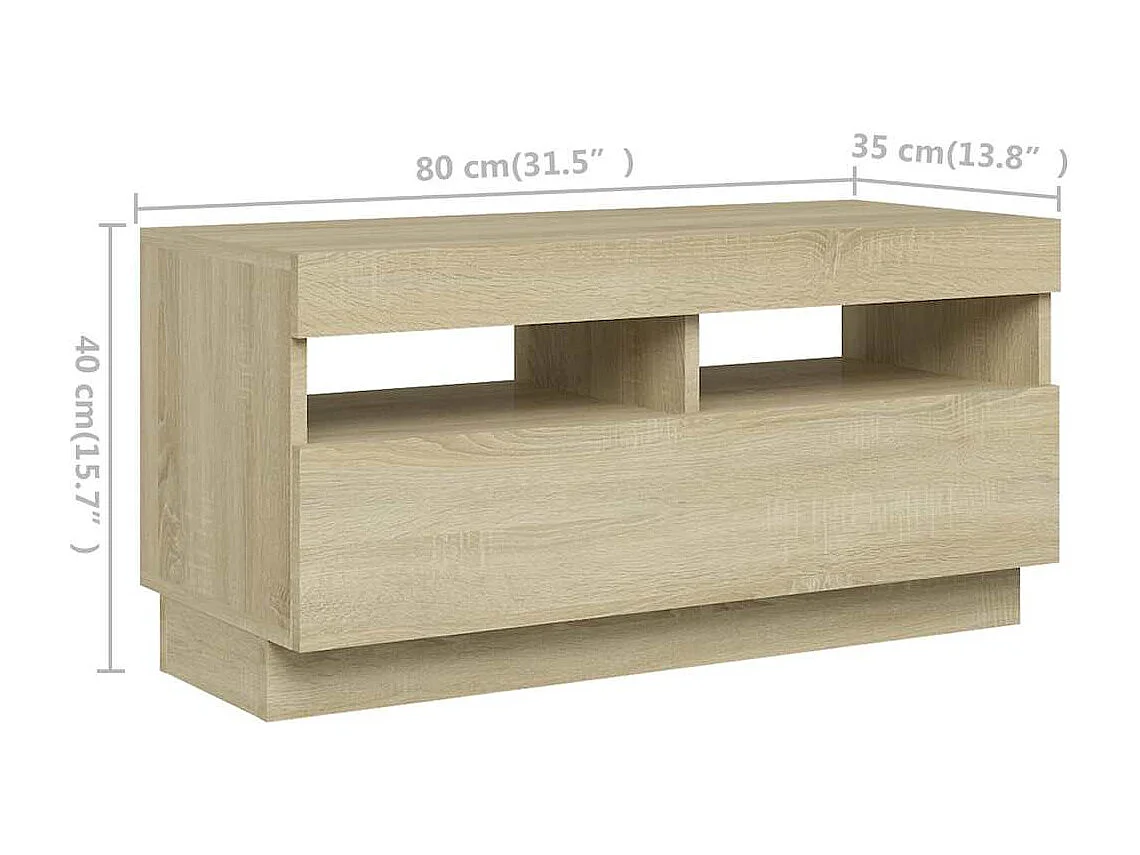 Mobile Porta TV con Luci LED Rovere Sonoma 260x35x40 cm