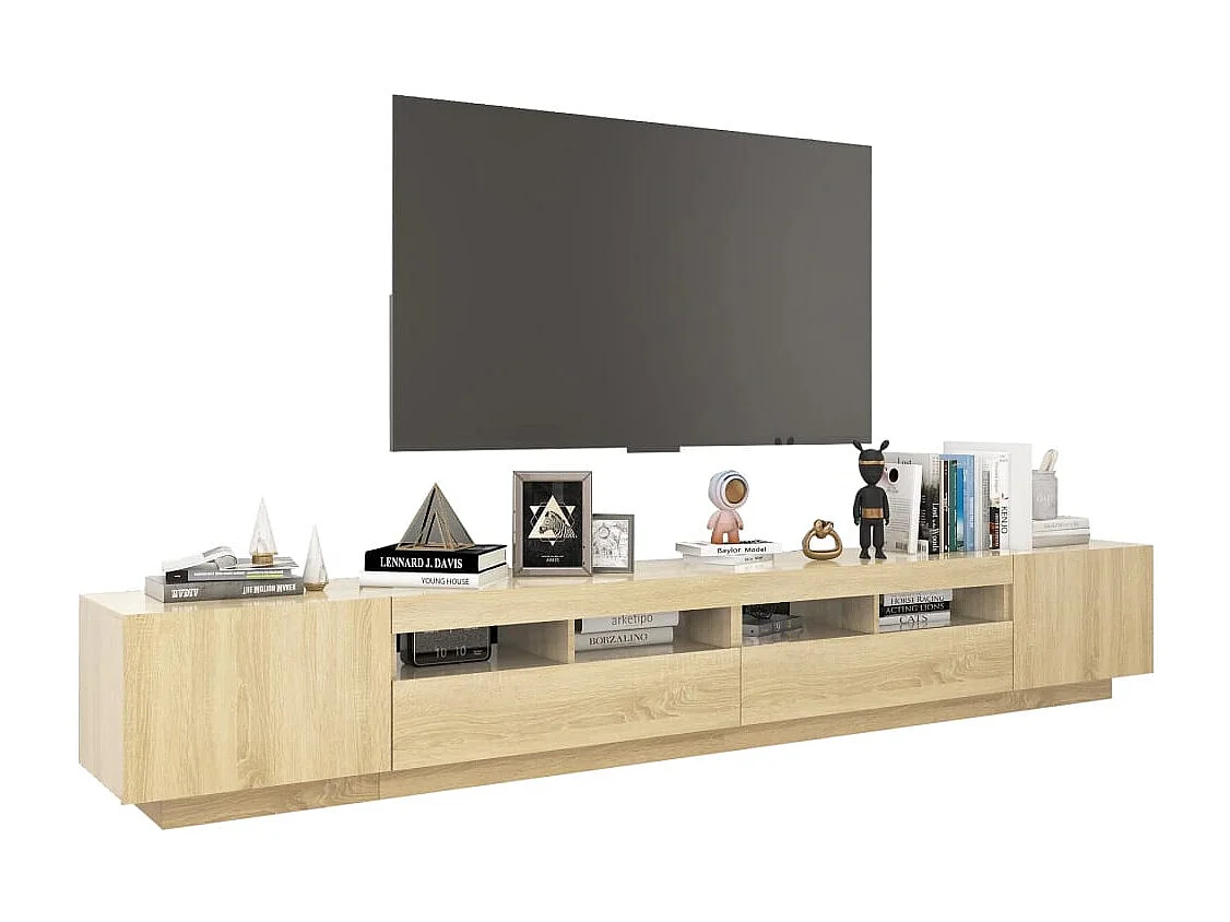 Mobile Porta TV con Luci LED Rovere Sonoma 260x35x40 cm