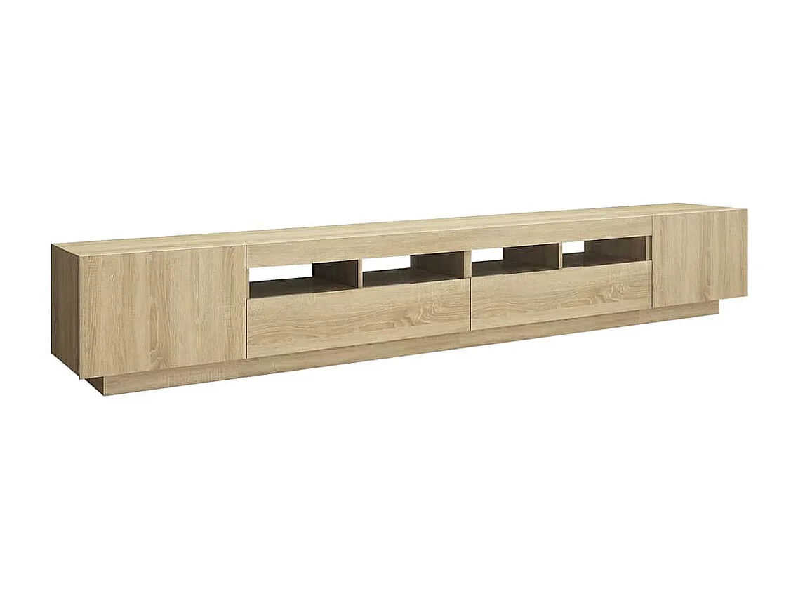 Mobile Porta TV con Luci LED Rovere Sonoma 260x35x40 cm