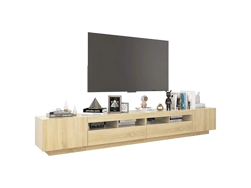 Tv-meubel met LED-verlichting 260x35x40 cm sonoma eikenkleurig