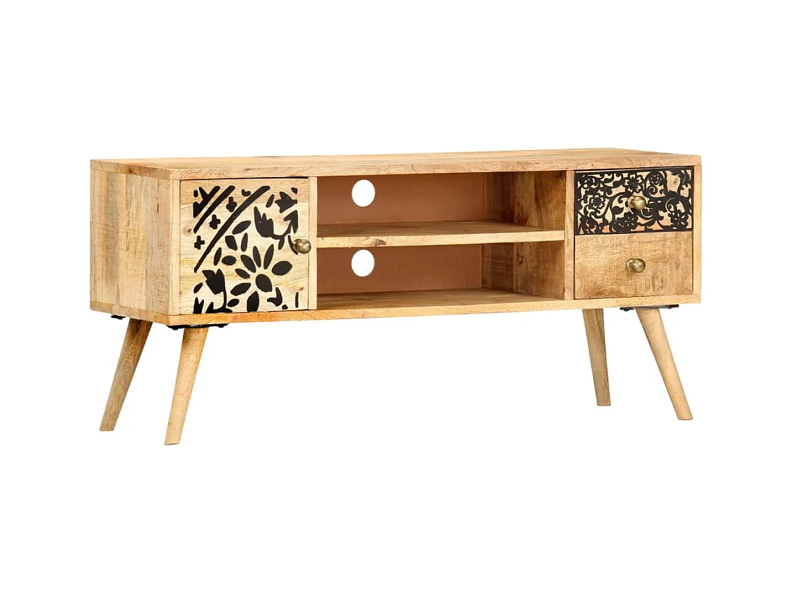 Meuble TV 100x30x45 cm bois massif de manguier