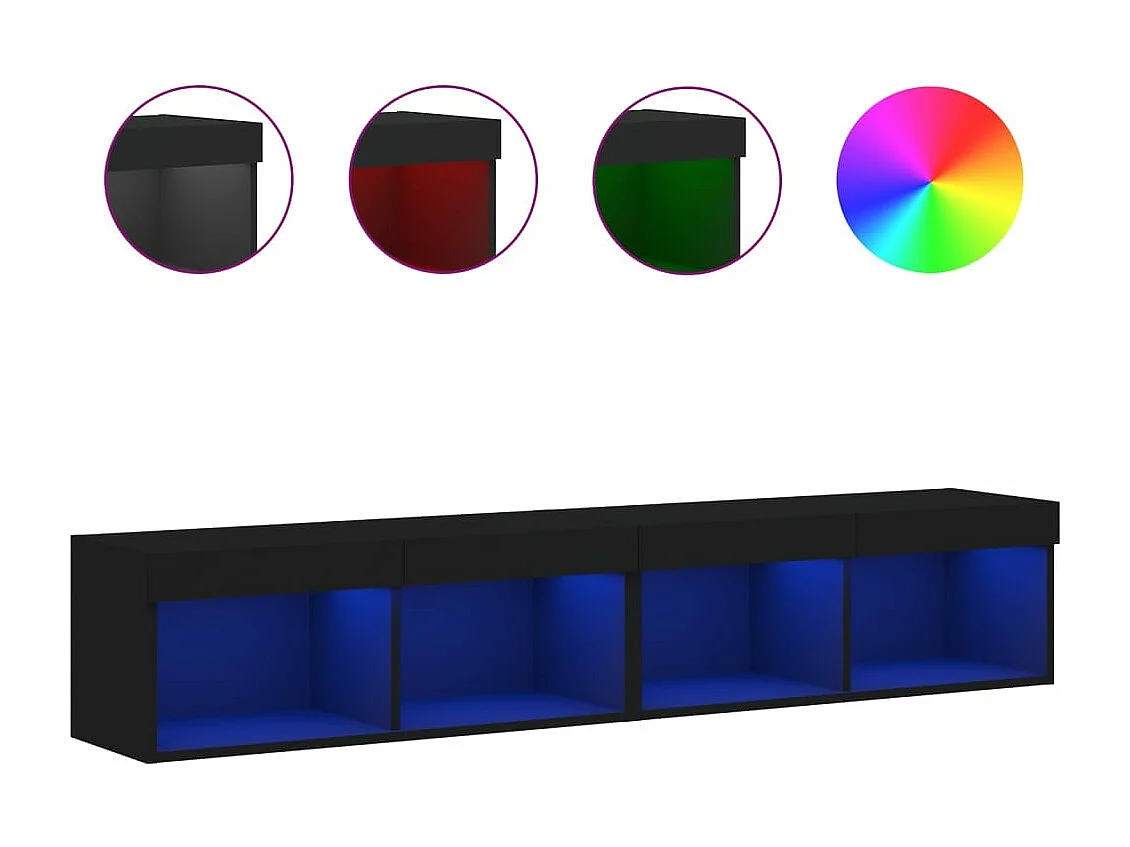 Móveis de TV com luzes LED 2 pcs 80x30x30 cm preto