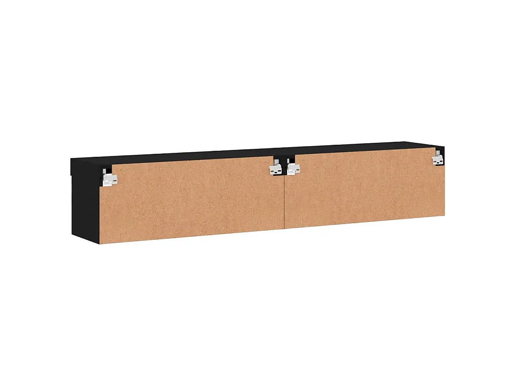 Meubles TV avec lumières LED 2 pcs noir 80x30x30 cm