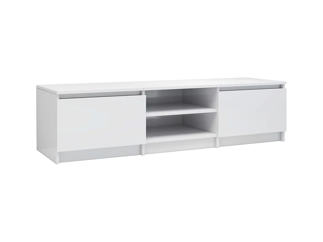 Mobile Porta TV Bianco Lucido 140x40x35,5 cm Legno Multistrato