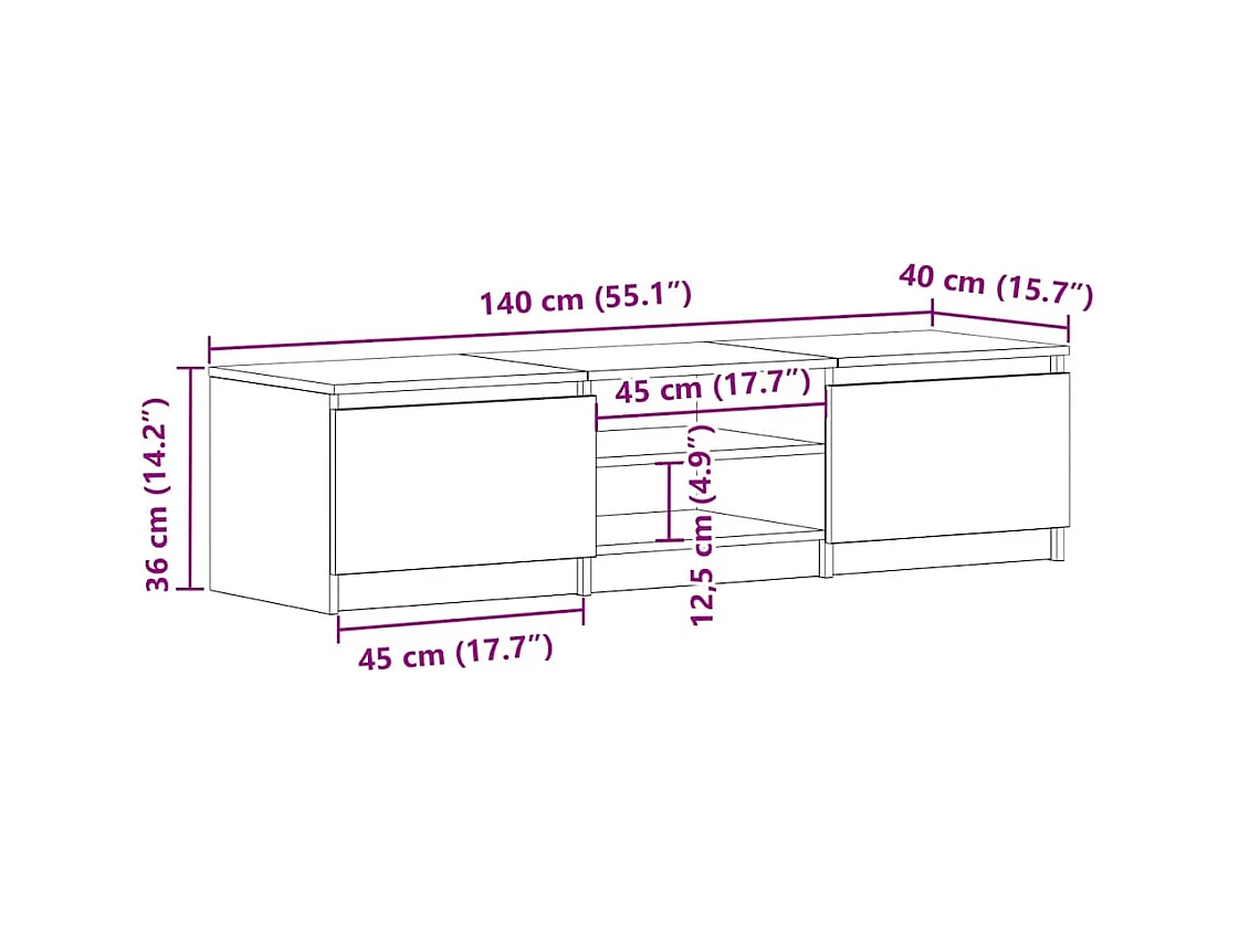 TV-Schrank Hochglanz-Weiß 140x40x35,5 cm Holzwerkstoff
